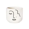 Hot Sass and Belle Abstract Face White Large Planter