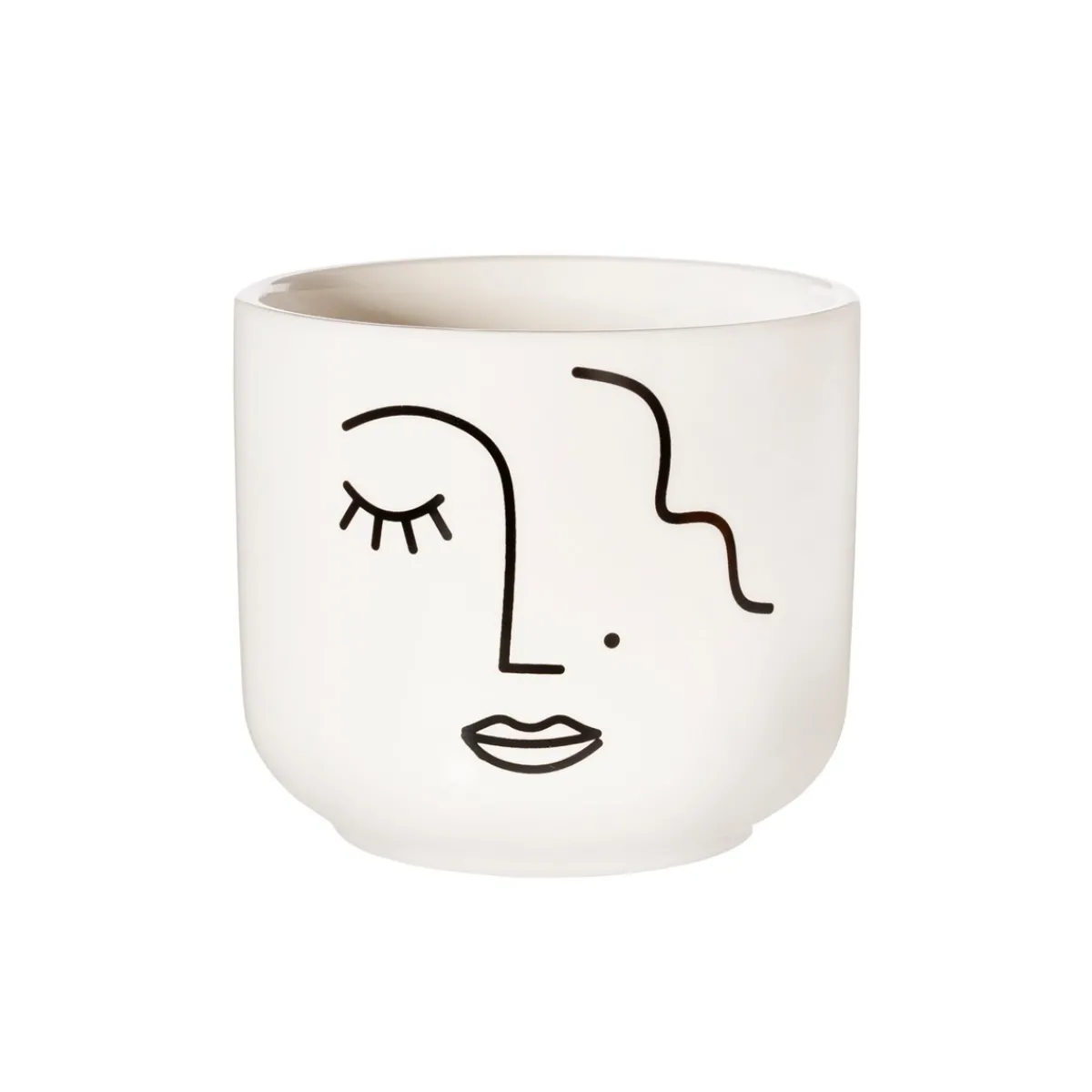 Hot Sass and Belle Abstract Face White Large Planter