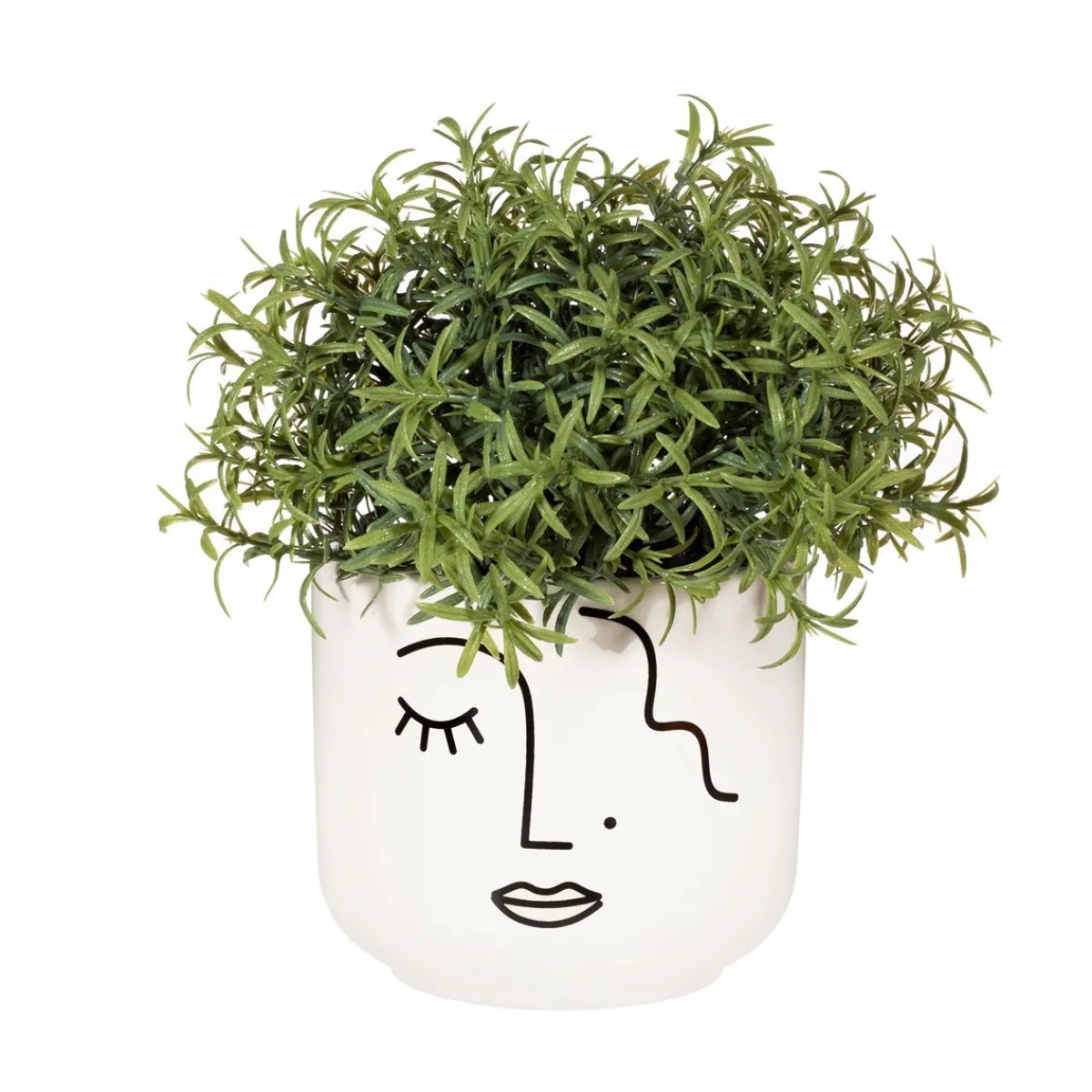 Hot Sass and Belle Abstract Face White Large Planter