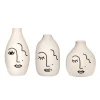 Outlet Sass and Belle Abstract Face White Vases - Set of 3