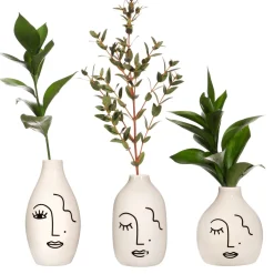 Outlet Sass and Belle Abstract Face White Vases - Set of 3