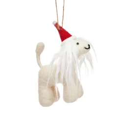 Sass and Belle Afghan Hound in Santa Hat Hanging Decoration