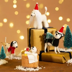 Sass and Belle Afghan Hound in Santa Hat Hanging Decoration
