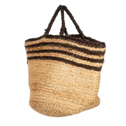 New Sass and Belle Black Stripe Jute Storage Basket