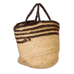 New Sass and Belle Black Stripe Jute Storage Basket