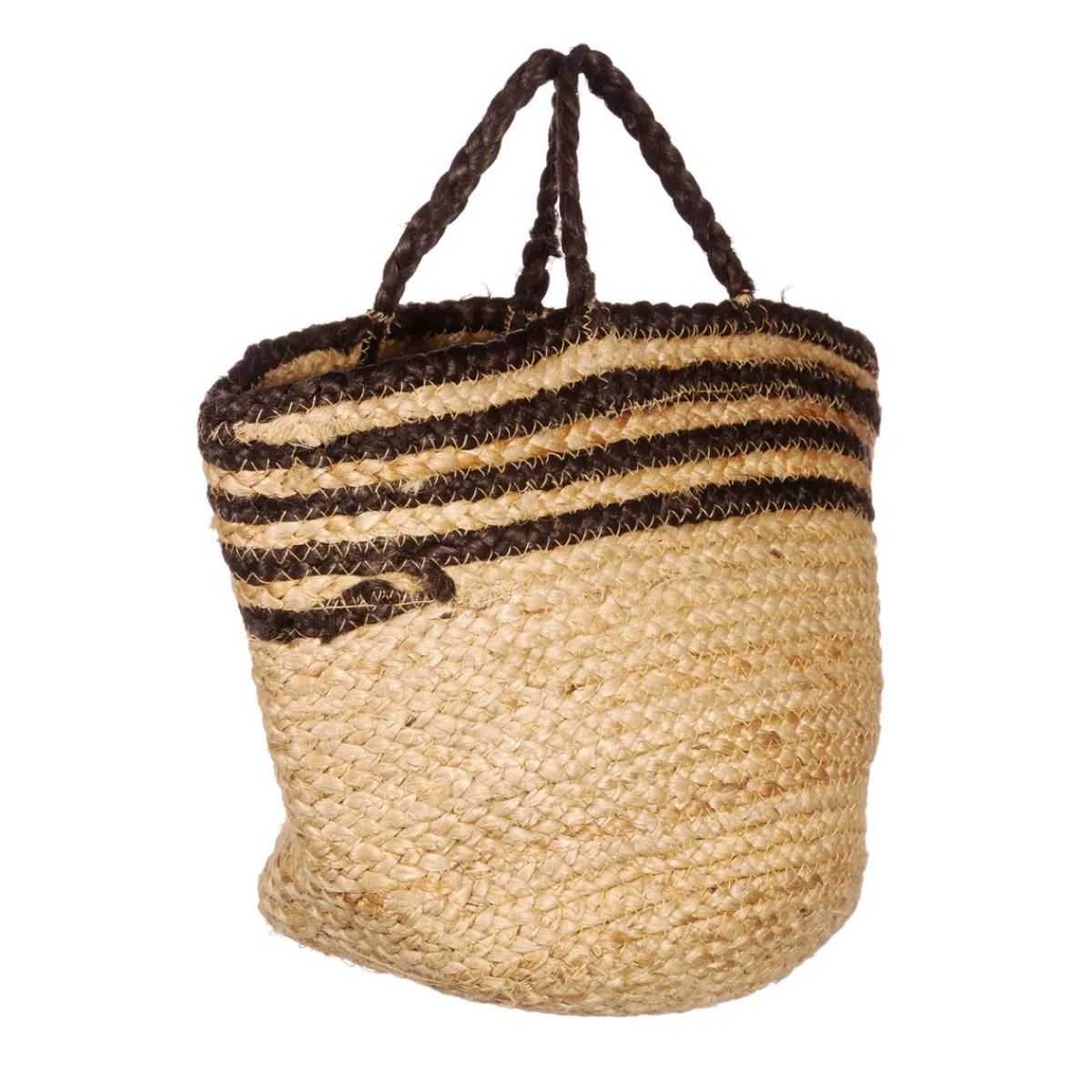 New Sass and Belle Black Stripe Jute Storage Basket
