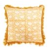 Online Sass and Belle Block Print Fringed Cushion Cover Mustard