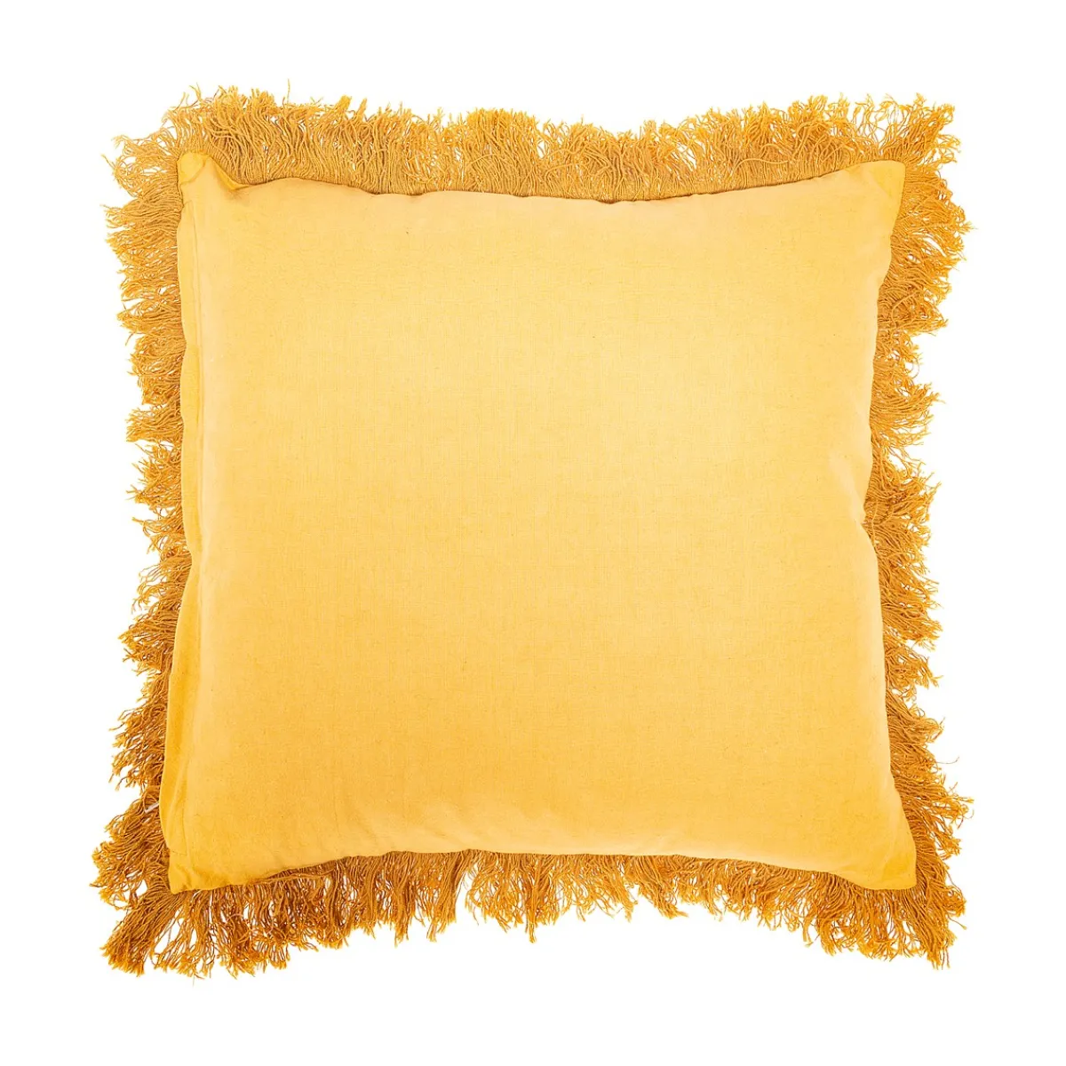 Online Sass and Belle Block Print Fringed Cushion Cover Mustard