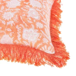 Sale Sass and Belle Block Print Fringed Cushion Cover Terracotta