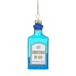 Outlet Sass and Belle Blue Gin Bottle Shaped Bauble
