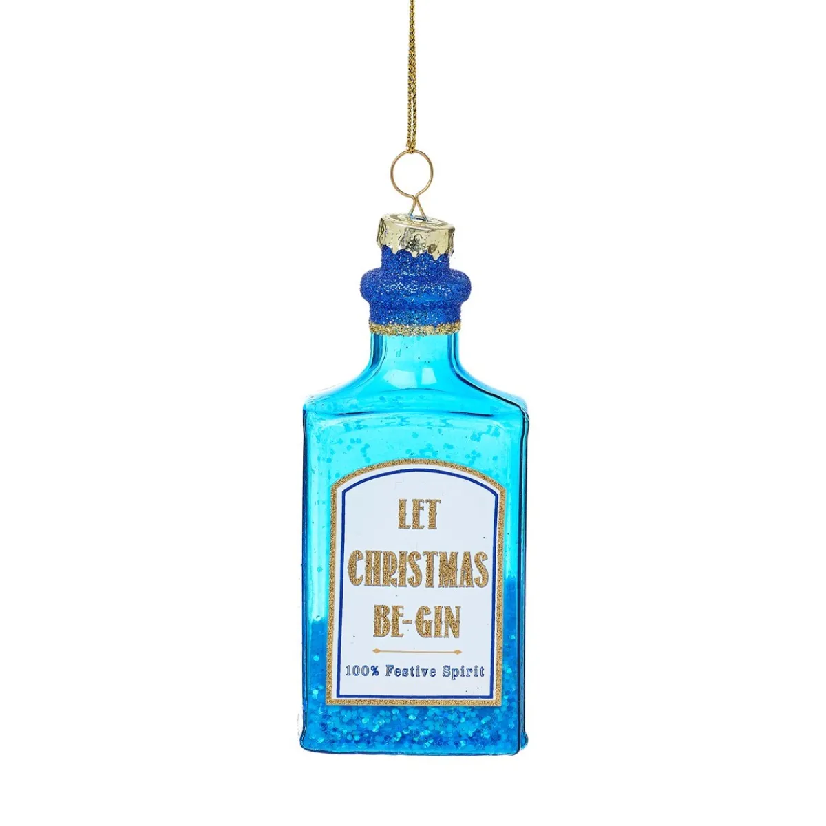 Outlet Sass and Belle Blue Gin Bottle Shaped Bauble