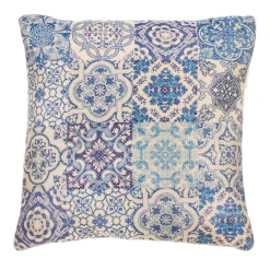 Outlet Sass and Belle Blue Tile Print Cushion Cover
