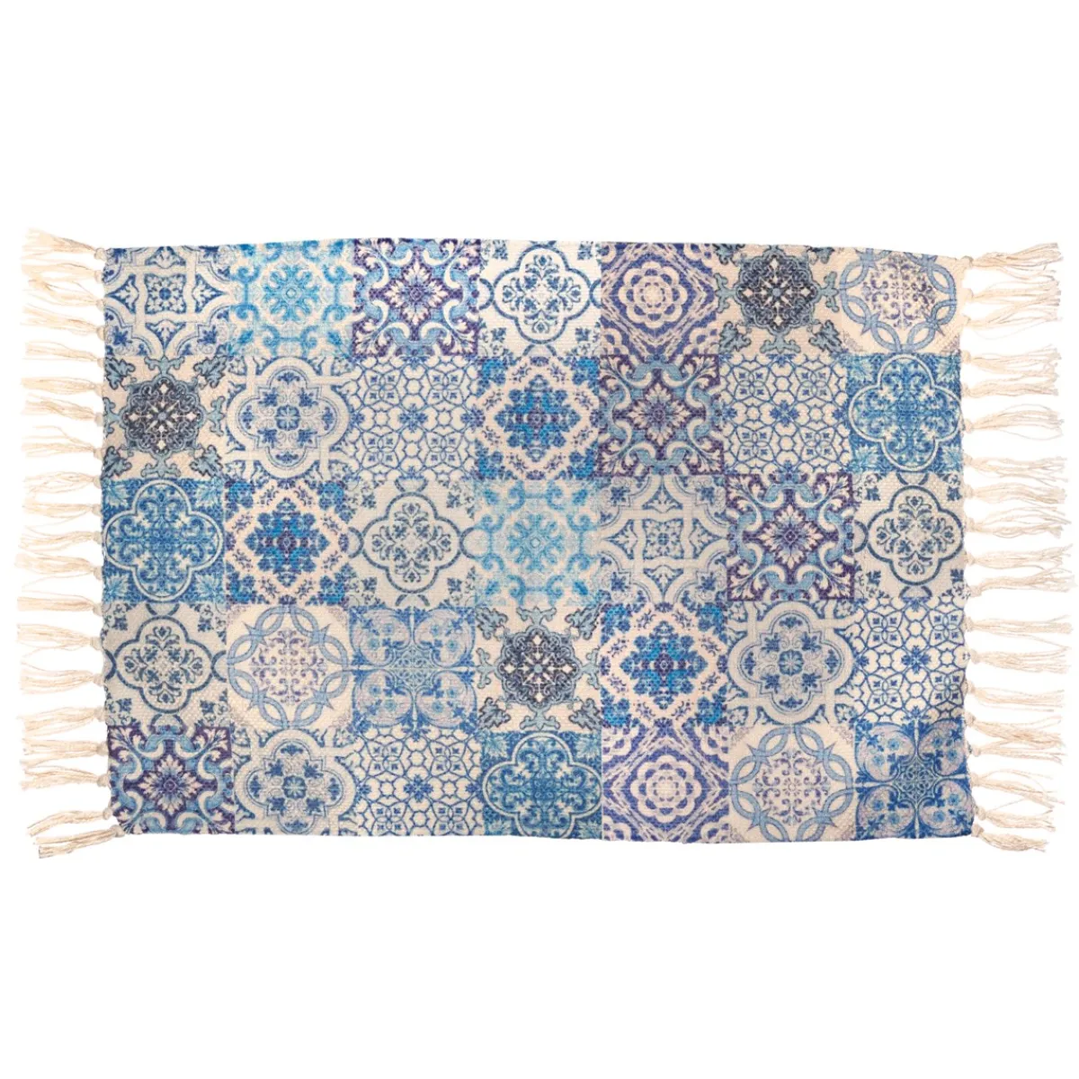 Clearance Sass and Belle Blue Tile Print Rug Small