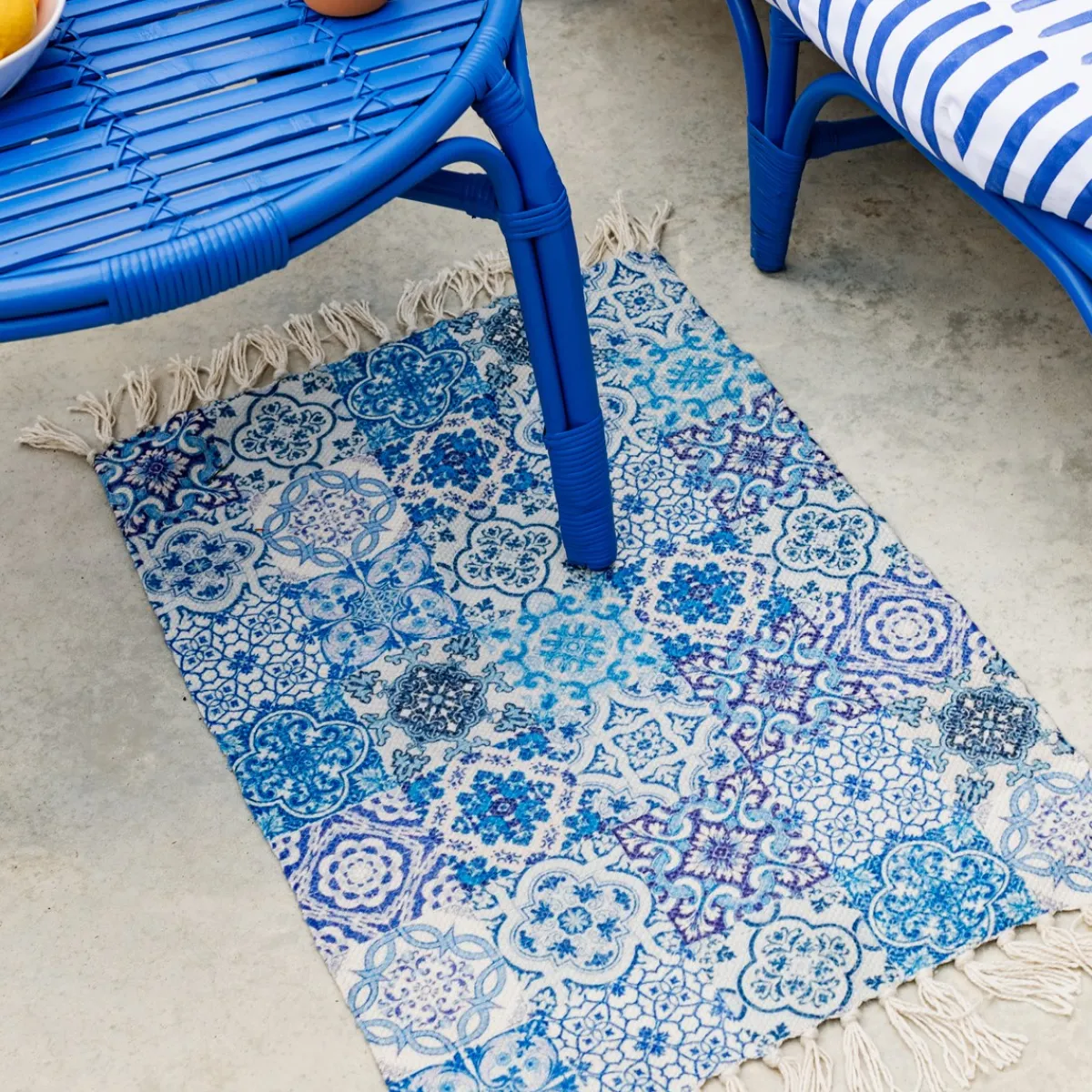 Clearance Sass and Belle Blue Tile Print Rug Small