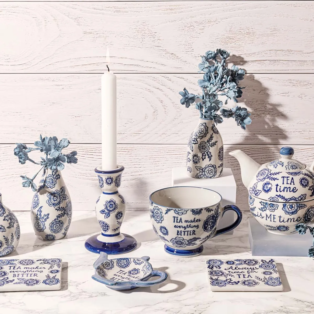 Best Sass and Belle Blue Willow Candlestick Holder
