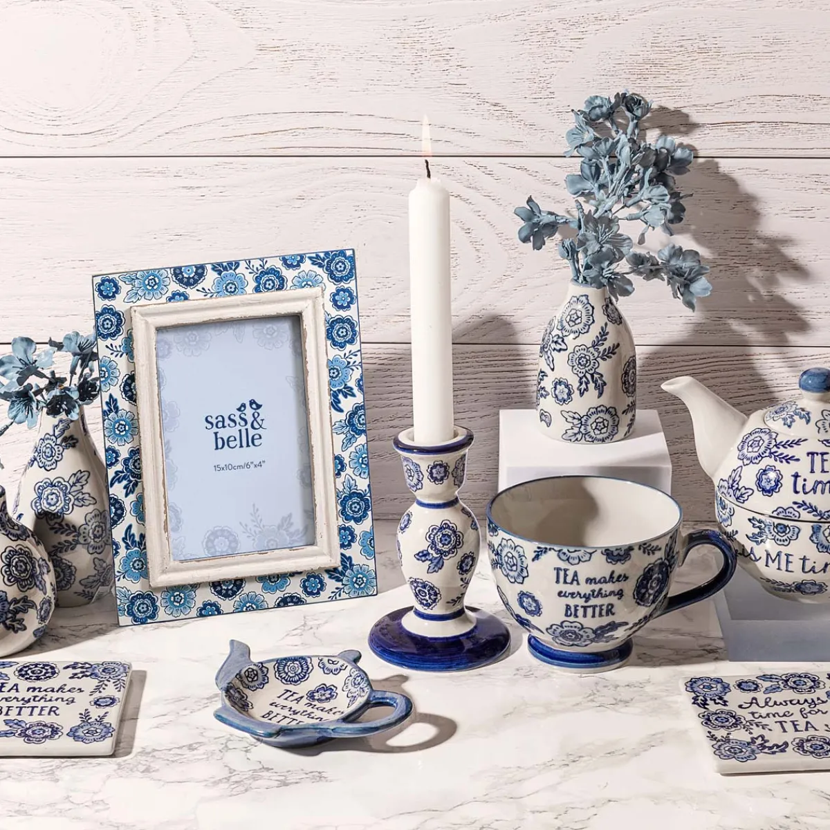 Best Sass and Belle Blue Willow Candlestick Holder