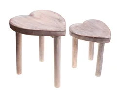 Best Sass and Belle Brown Heart Stools - Set of 2