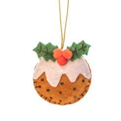 Sass and Belle Christmas Pudding Flat Felt Hanging Decoration