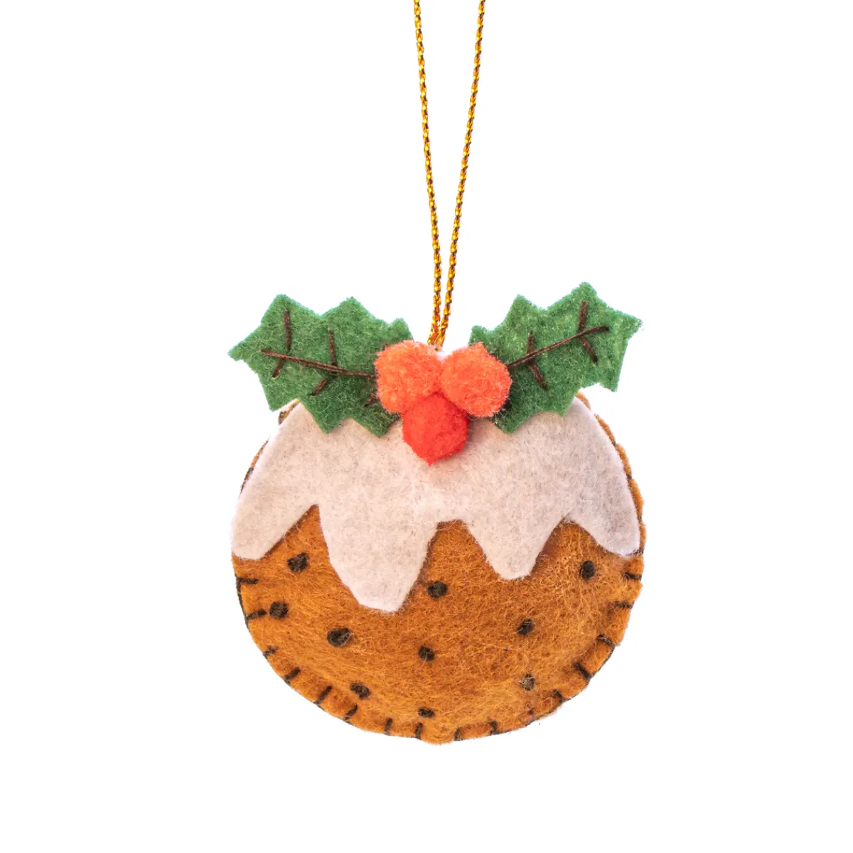 Sass and Belle Christmas Pudding Flat Felt Hanging Decoration