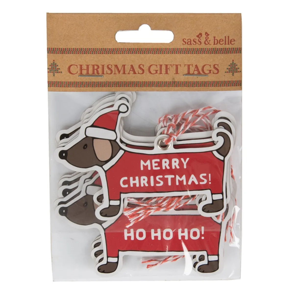Hot Sass and Belle Christmas Sausage Dog Gift Tags - Set of 12