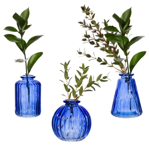 Sass and Belle Cobalt Blue Glass Bud Vases - Set of 3