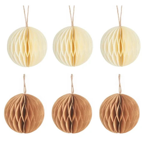 Hot Sass and Belle Cream & Kraft Paper Decorations - Set of 6