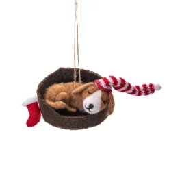 Sale Sass and Belle Dog in a Basket Felt Decoration