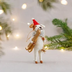 Sass and Belle Dog with Skis Hanging Decoration