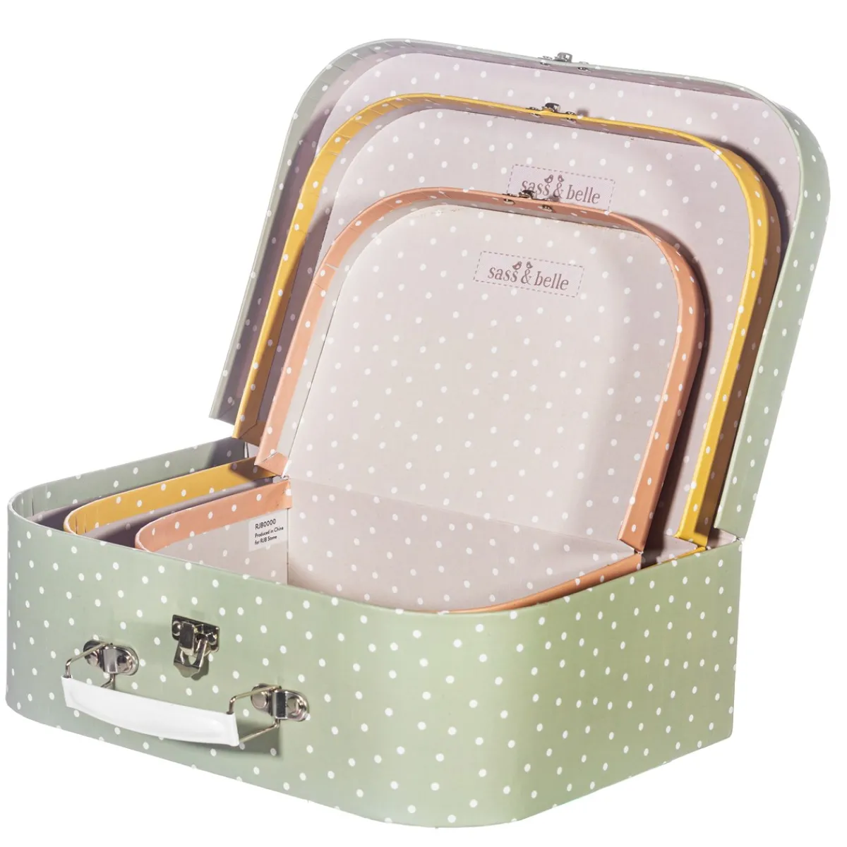 Online Sass and Belle Earth Tones Spotted Suitcase - Set of 3