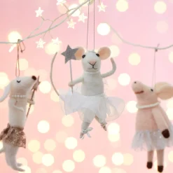 Clearance Sass and Belle Fairy Mouse with Star Wand Felt Hanging Decoration White