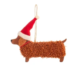 Discount Sass and Belle Festive Daschund Hanging Decoration