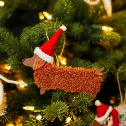 Discount Sass and Belle Festive Daschund Hanging Decoration