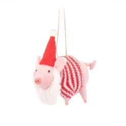 Discount Sass and Belle Festive Pig Felt Decoration