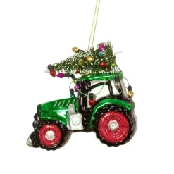 Outlet Sass and Belle Festive Tractor Shaped Bauble Green