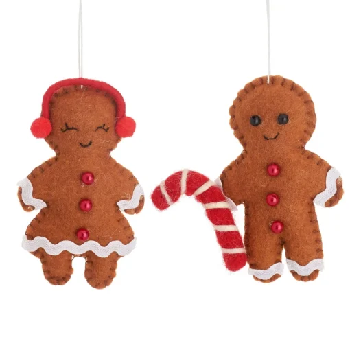 Discount Sass and Belle Gingerbread Couple Hanging Decoration - Set of 2