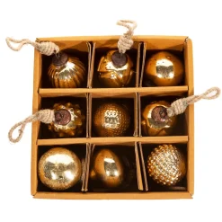 Clearance Sass and Belle Gold Crackle Glass Mini Bauble - Set of 9