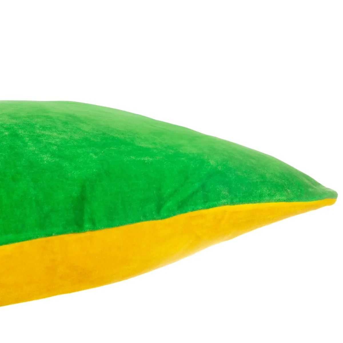 Best Sass and Belle Green & Yellow Two Tone Velvet Cushion Cover