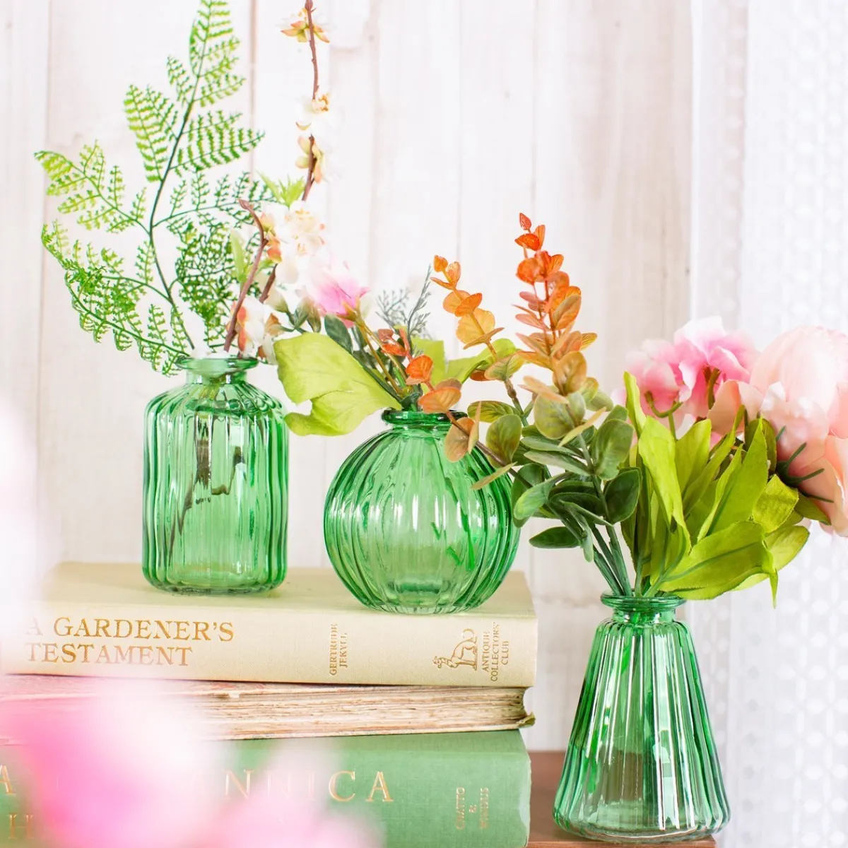Sass and Belle Green Glass Bud Vases - Set Of 3