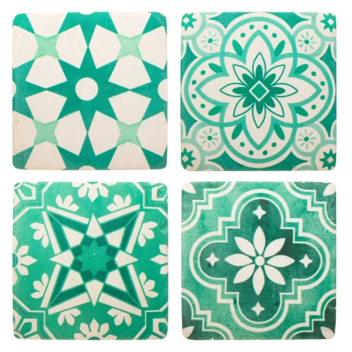 Discount Sass and Belle Green Tile Coasters - Set of 4