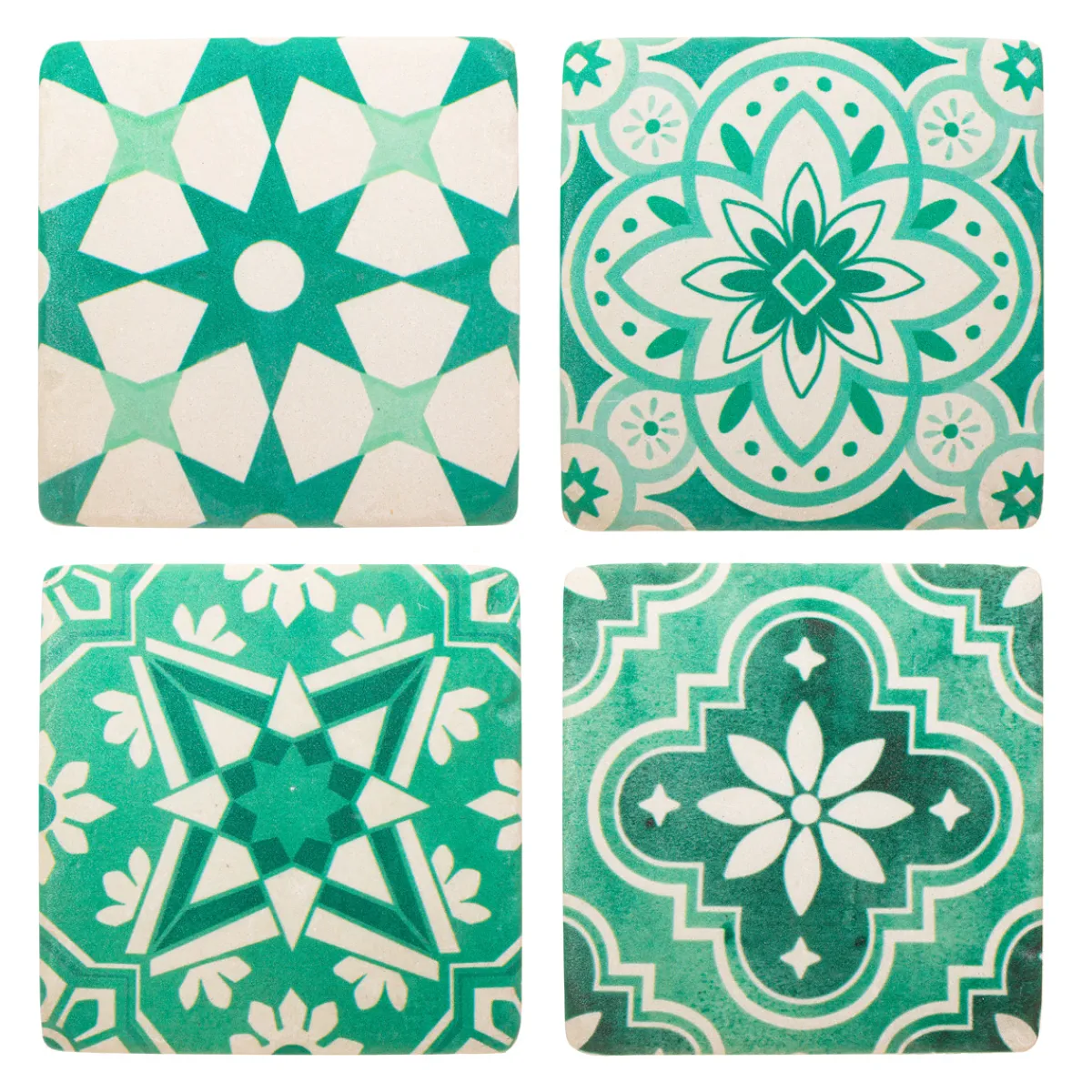 Discount Sass and Belle Green Tile Coasters - Set of 4