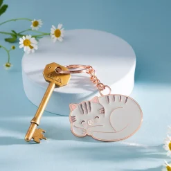 Sale Sass and Belle Grey Cat Enamel Keyring