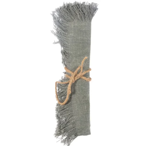 New Sass and Belle Grey Stonewash Napkins with Fringed Edge - Set of 2