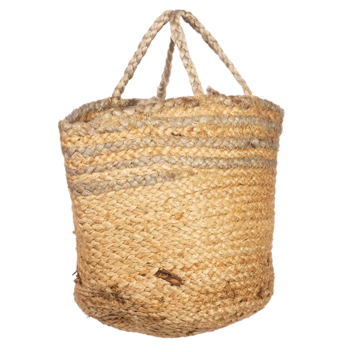 New Sass and Belle Grey Stripe Jute Storage Basket