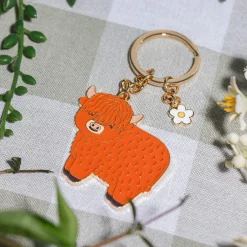 Sale Sass and Belle Highland Cow Enamel Keyring