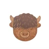 Hot Sass and Belle Highland Cow Wooden Coasters - Set of 4