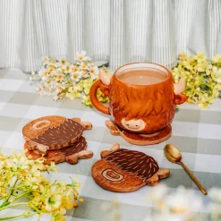 Hot Sass and Belle Highland Cow Wooden Coasters - Set of 4