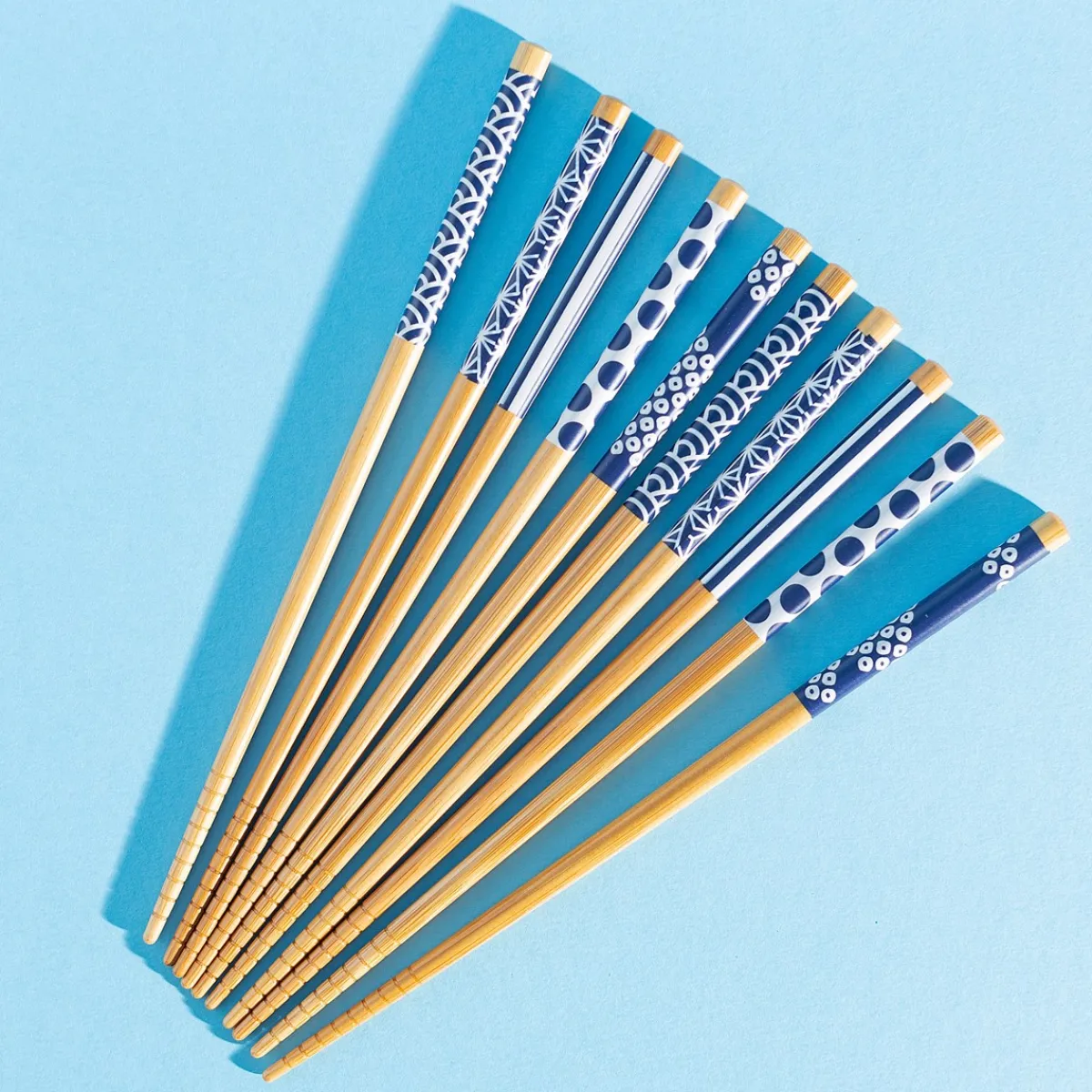 Best Sass and Belle Japandi Bamboo Blue Chopsticks - Set of 5