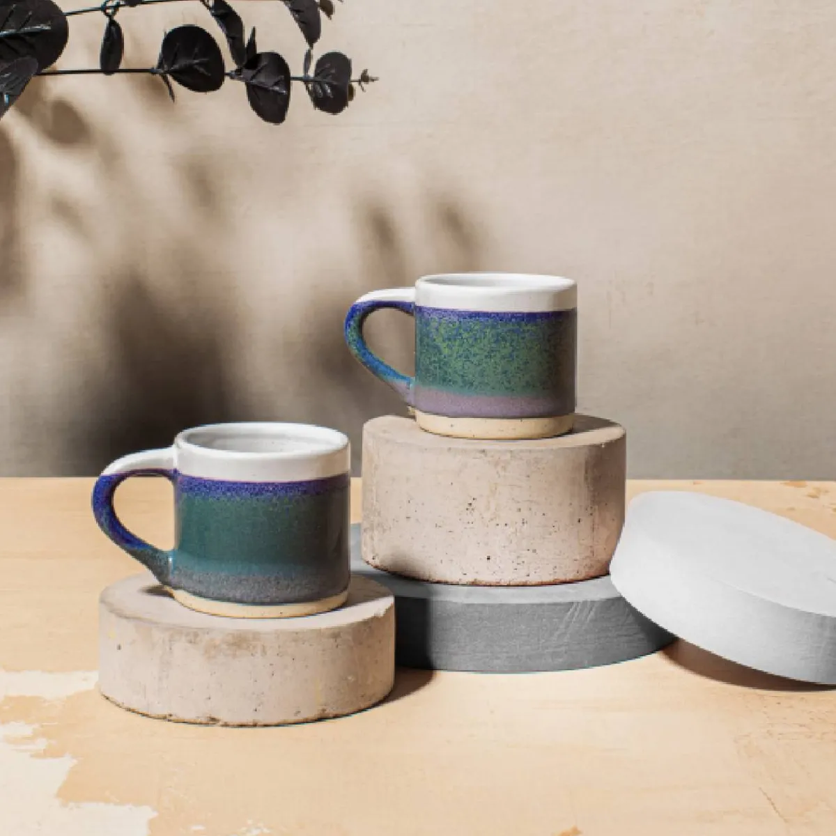 Clearance Sass and Belle Marlowe Blue Espresso Mugs - Set of 2