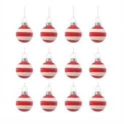 Outlet Sass and Belle Mini Bauble Red & White Stripe - Set of 12