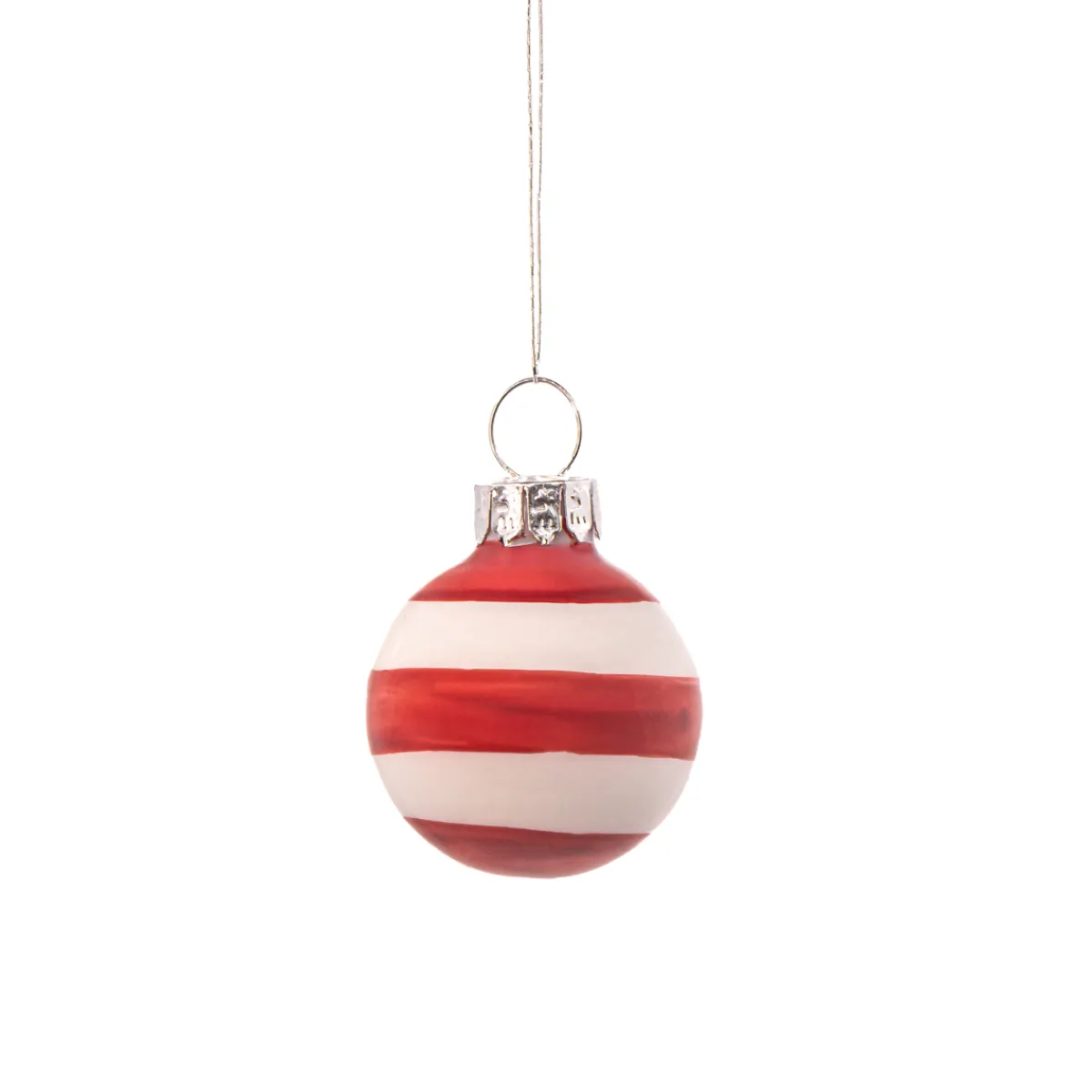 Outlet Sass and Belle Mini Bauble Red & White Stripe - Set of 12